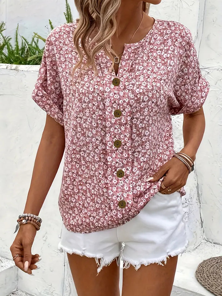 Women’s Floral Button-Front Top – Relaxed Fit & Everyday Comfort