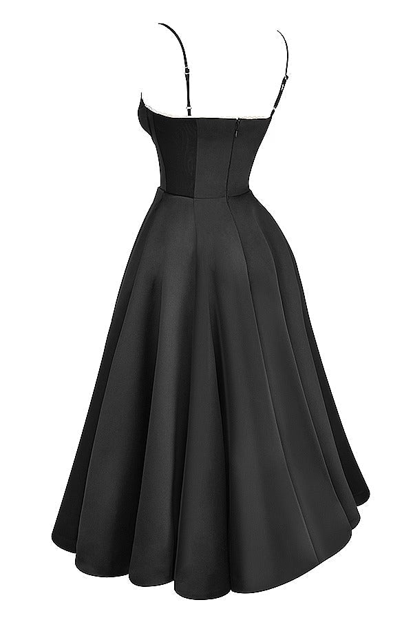 Women’s Satin Midi Dress – Corset Bodice & Twirl-Worthy Skirt