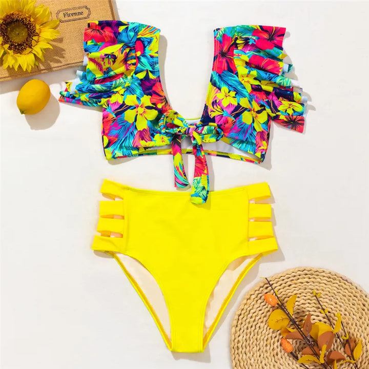 Women’s Ruffle Bikini Set – Flattering Support & Tropical Style