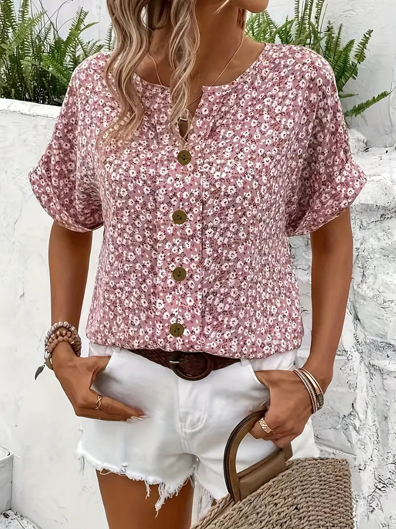 Women’s Floral Button-Front Top – Relaxed Fit & Everyday Comfort