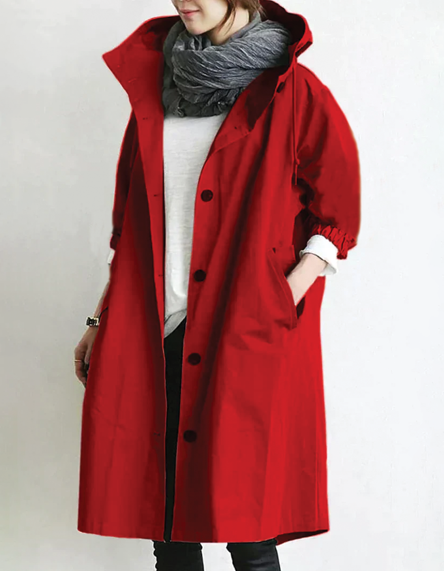 Women All-Season Elegant Hooded Cotton Trench Coat