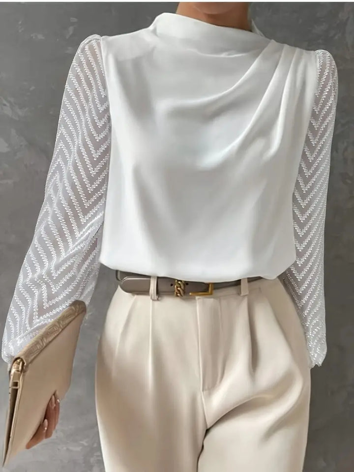 Women’s Sheer Sleeve Blouse – Chic Work & Dressy Casual Top