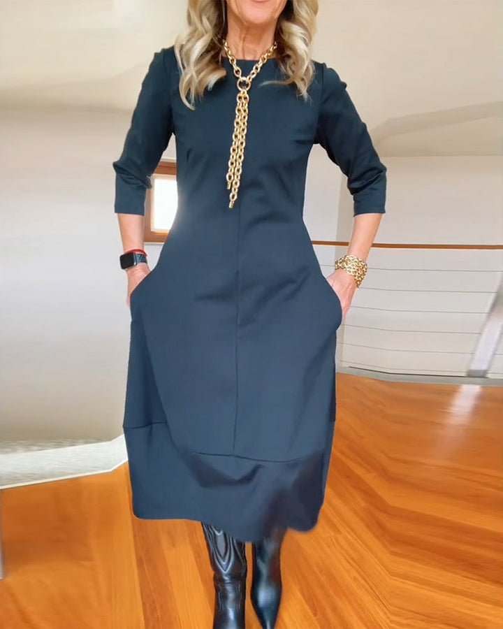 Women’s Midi Dress – 3/4 Sleeve Chic & Everyday Comfort