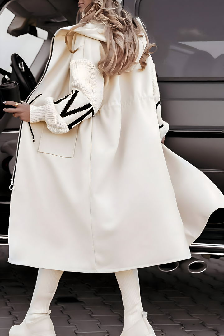 Women’s Fall/Winter Casual Hooded Long Knit-Sleeve Coat