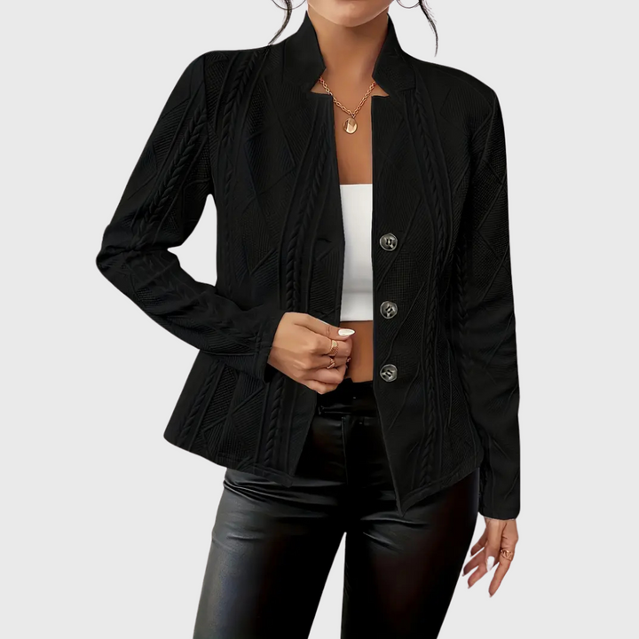Women Spring–Autumn Elegant Textured Tailored Blazer