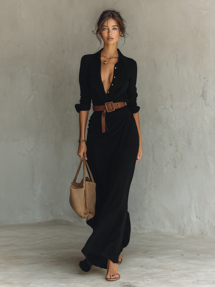 Women’s Drape Maxi Dress – Elegant Flow with Effortless Feminine Charm