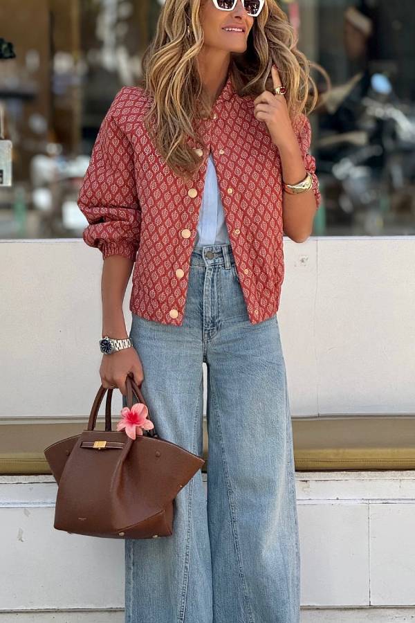 Women’s Printed Quilted Jacket – Effortless City Style