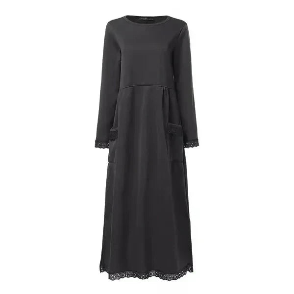 Women’s Cozy Turtleneck Maxi Sweater Dress – Warmth, Pockets & Effortless Ease