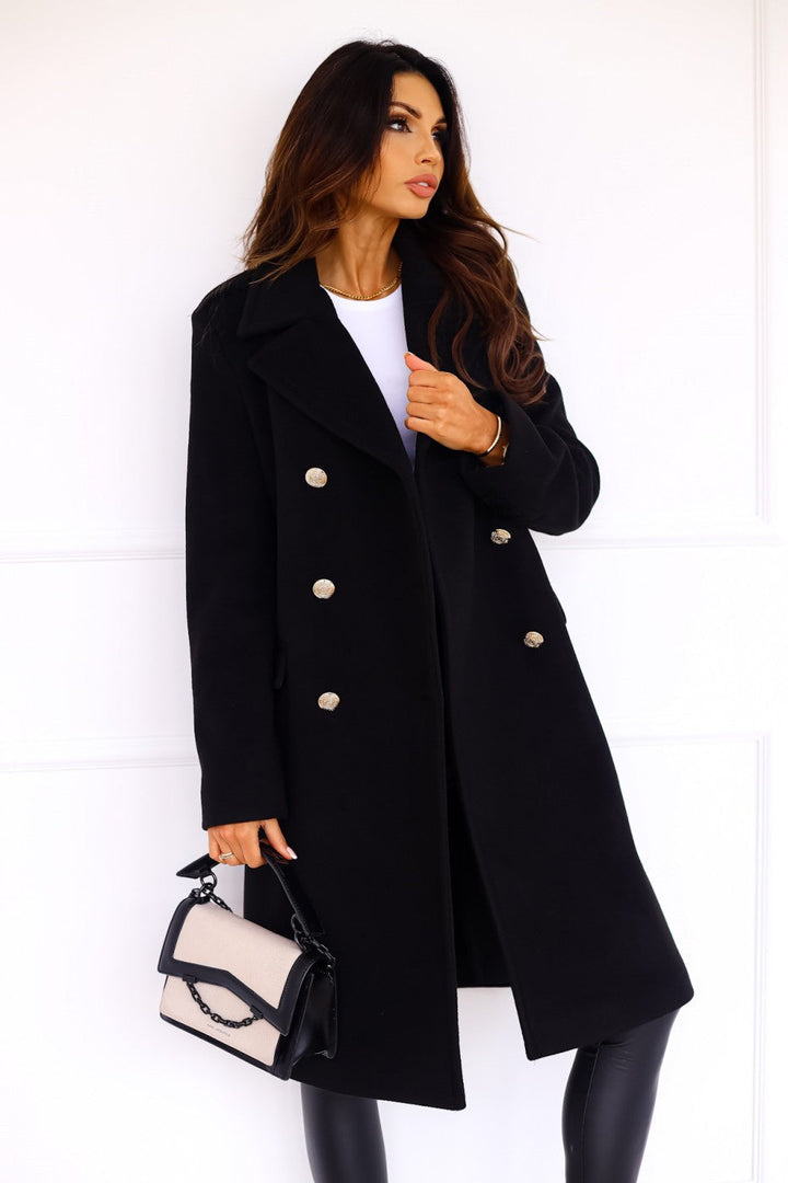 Women Winter Elegant Double-Breasted Wool Trench Coat