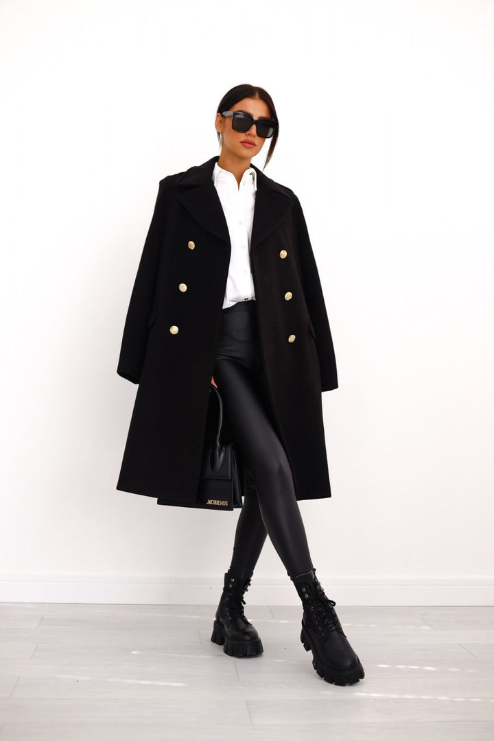 Women Winter Elegant Double-Breasted Wool Trench Coat