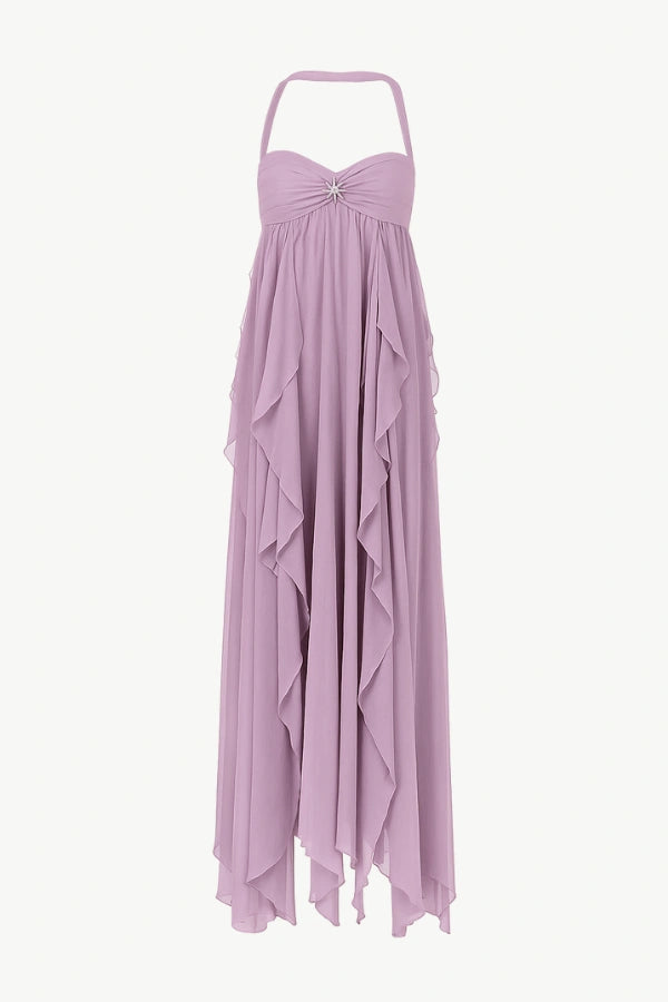 Women’s Chiffon Halter Maxi Dress – Romantic Flow Essential