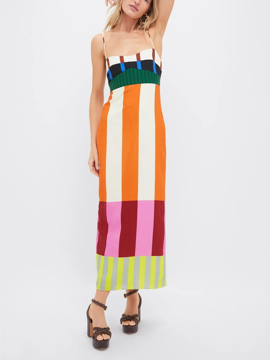 Women’s Striped Maxi Dress – Bold Colorblock Summer Style