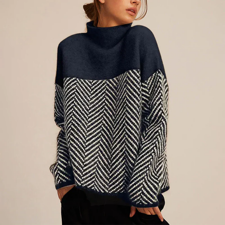 Women’s Herringbone Knit Sweater – Structured Comfort for Chilly Days