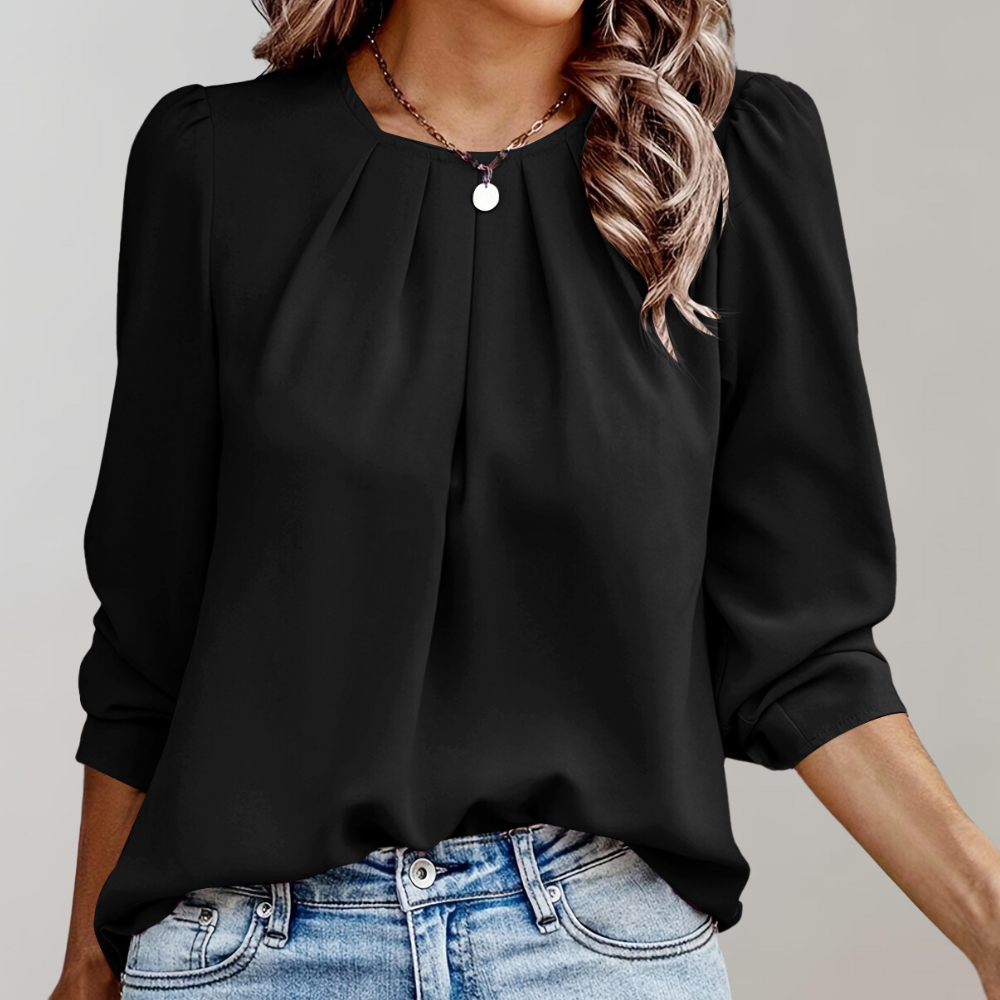 Women’s Pleated Puff Sleeve Blouse – Elegant & Everyday Chic