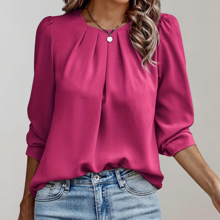 Women’s Pleated Puff Sleeve Blouse – Elegant & Everyday Chic