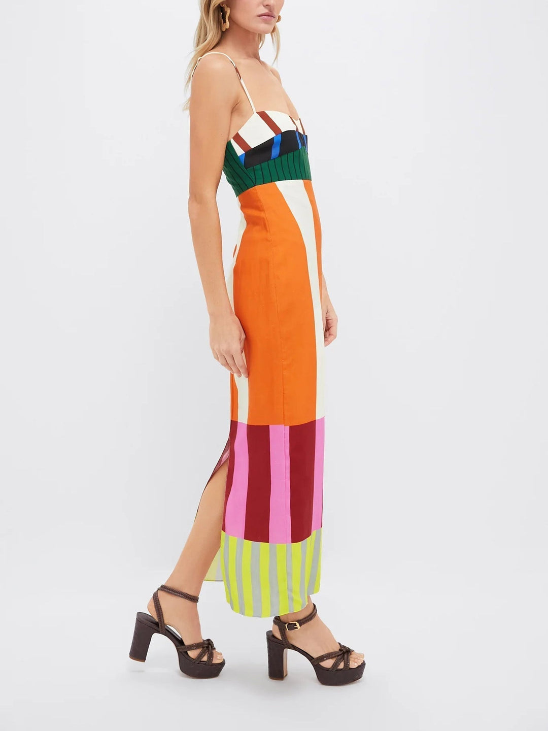 Women’s Striped Maxi Dress – Bold Colorblock Summer Style
