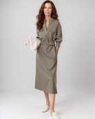 Elegante V-Hals Jurk Dames – Met Riem en Knoopsluiting
