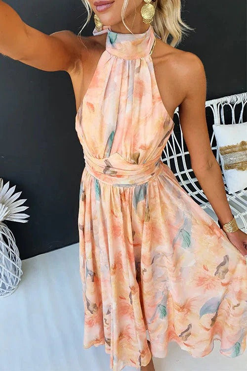 Women’s Halter Maxi Dress – Flowing Fit & Artistic Elegance