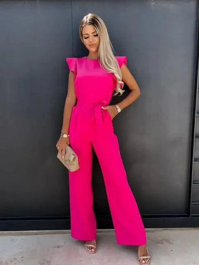 Women’s Wide-Leg Jumpsuit – Belted Fit & Elegant Structure