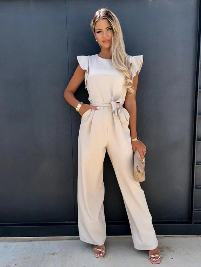 Women’s Wide-Leg Jumpsuit – Belted Fit & Elegant Structure
