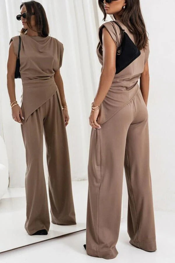 Women’s Draped Two-Piece Set – Modern Fit &amp Effortless Sophistication