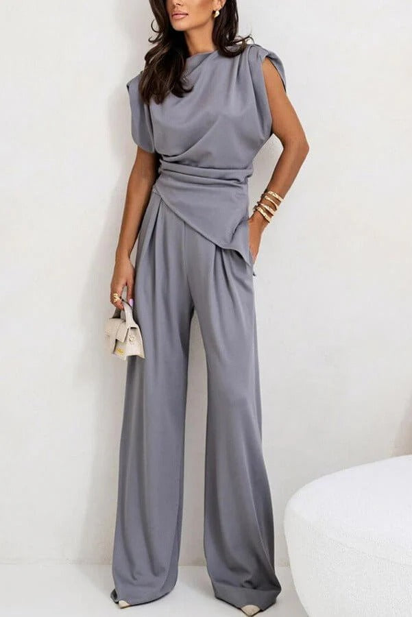 Women’s Draped Two-Piece Set – Modern Fit &amp Effortless Sophistication