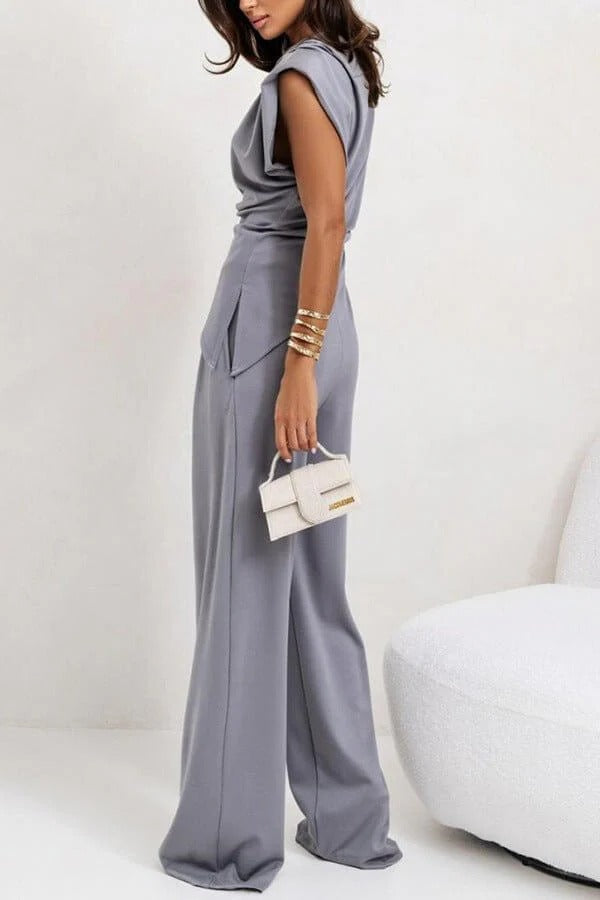 Women’s Draped Two-Piece Set – Modern Fit &amp Effortless Sophistication