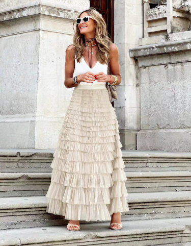 Women’s Flowing Tulle Maxi Skirt – Lightweight & Elegant