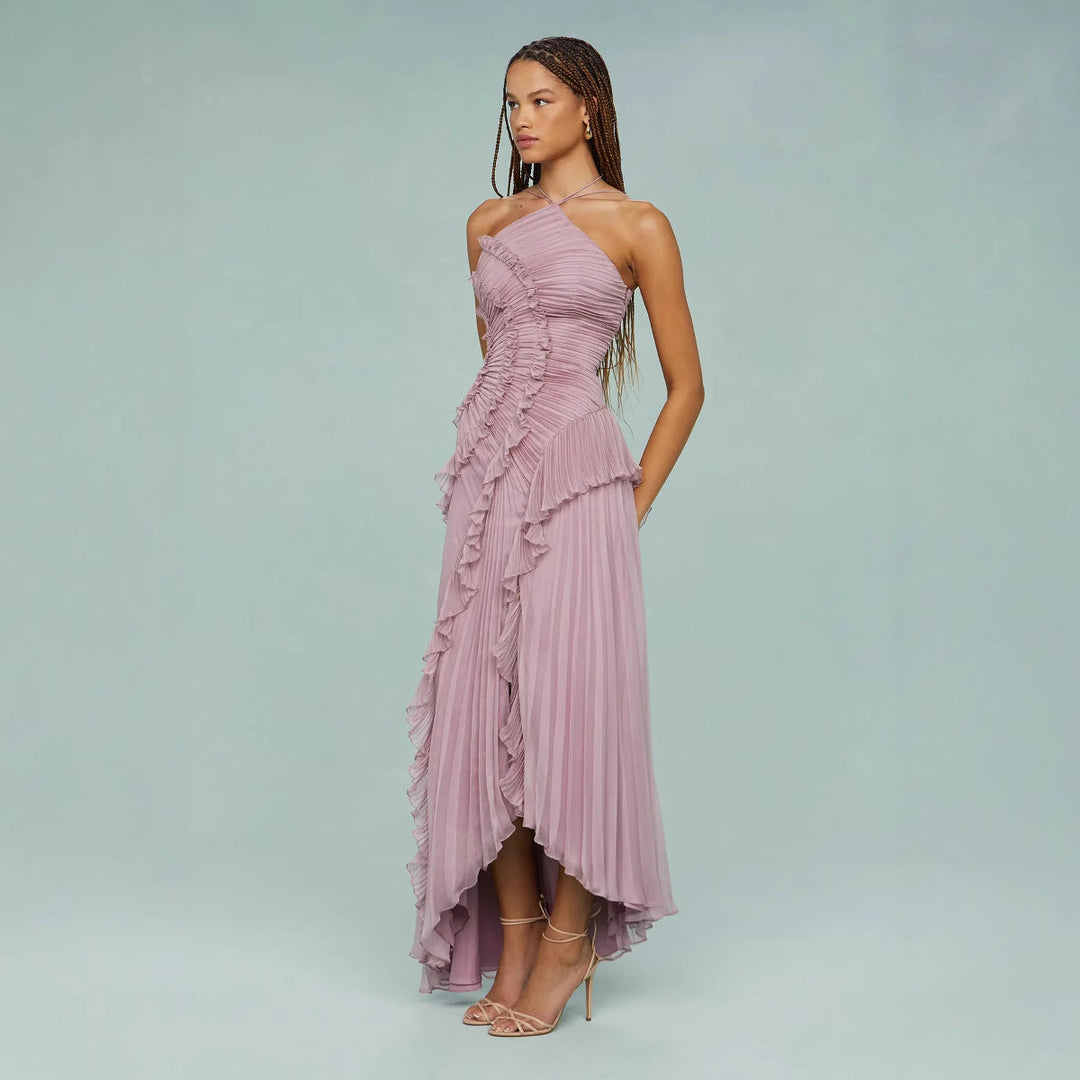 Slimming Pleated Chiffon Dress – Light & Elegant Flow