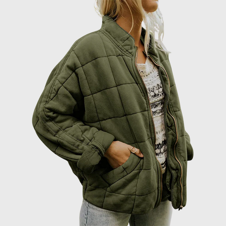 Women Autumn–Winter Casual Quilted Zip Jacket
