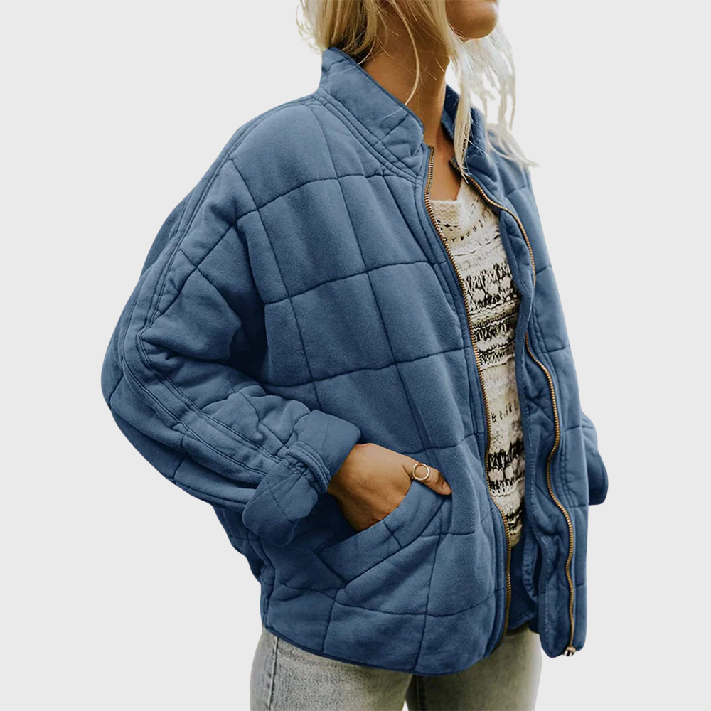 Women Autumn–Winter Casual Quilted Zip Jacket