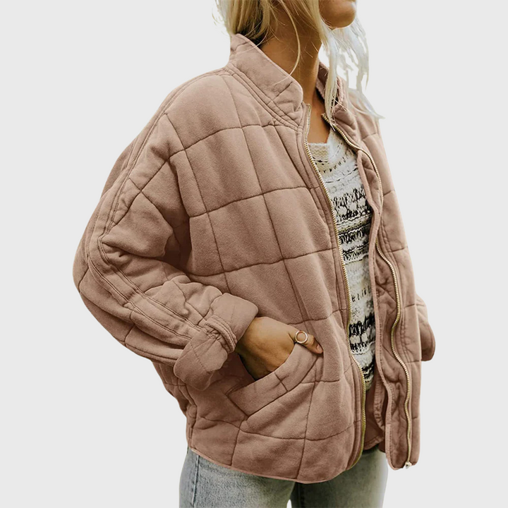 Women Autumn–Winter Casual Quilted Zip Jacket