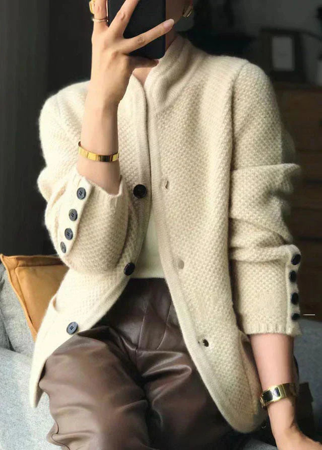 Women’s Stand-Collar Cardigan – Polished Warmth & Everyday Luxury