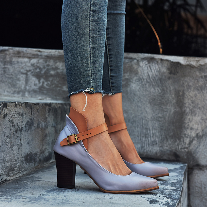 Women’s Block Heel Pumps – Comfortable Ankle Strap & Modern Elegance