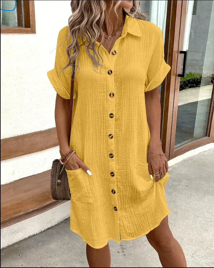 Women Spring–Summer Casual Polo Shirt Dress