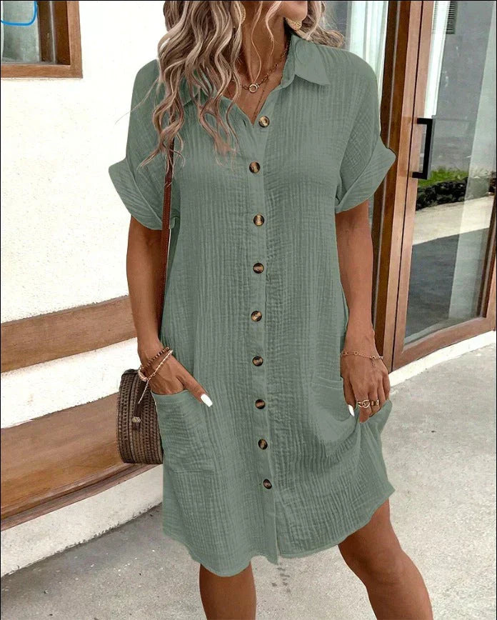Women Spring–Summer Casual Polo Shirt Dress