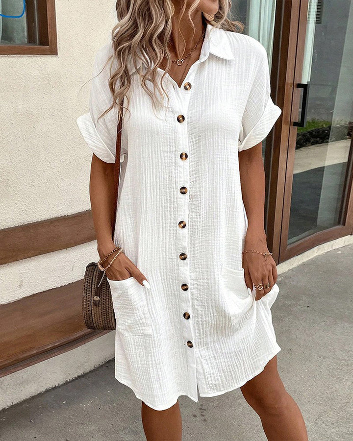Women Spring–Summer Casual Polo Shirt Dress