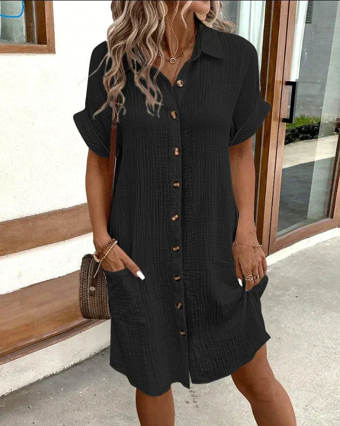 Women Spring–Summer Casual Polo Shirt Dress
