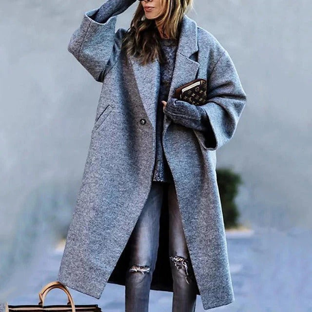 Women Autumn–Winter Elegant Oversized Wool Blend Long Coat