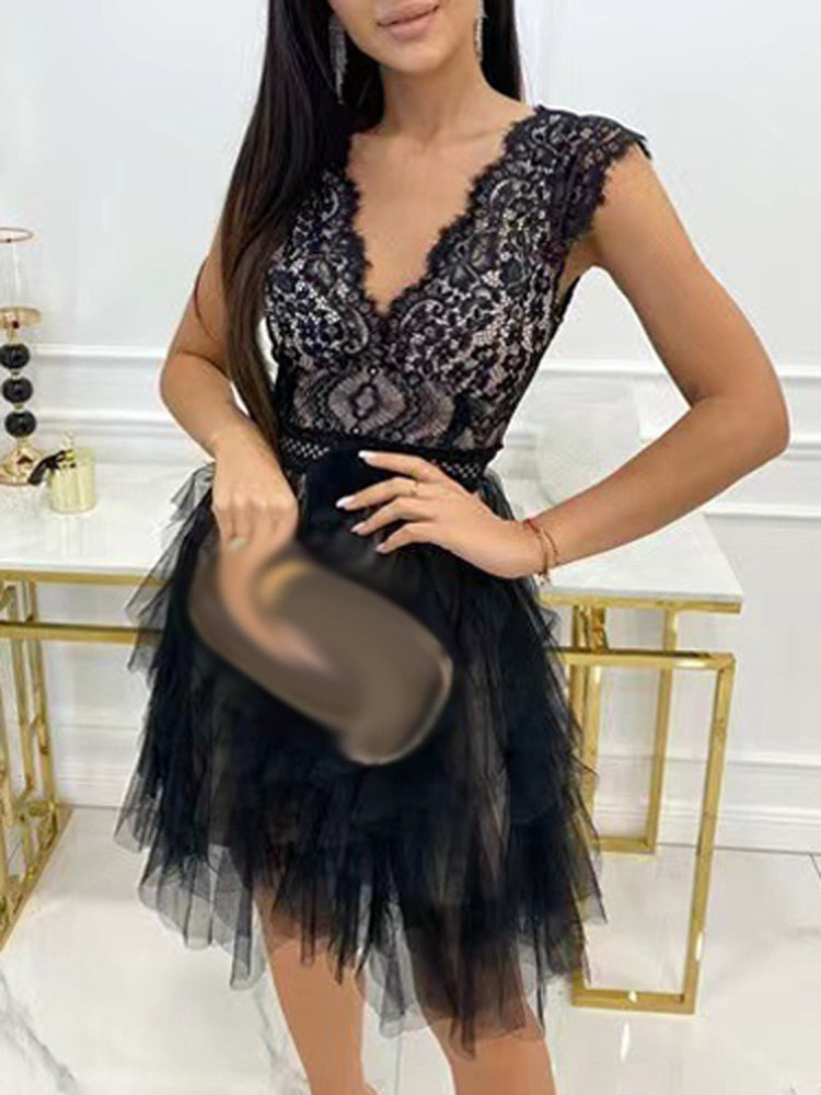 Women’s Lace Tulle Dress – Romantic Layers & Effortless Elegance