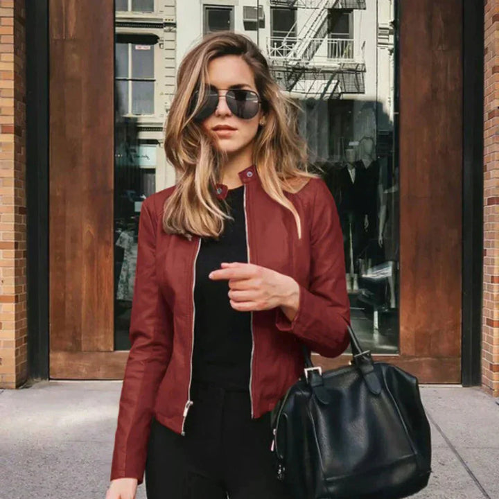 Women’s Faux Leather Jacket – Timeless Sophistication for Cooler Days