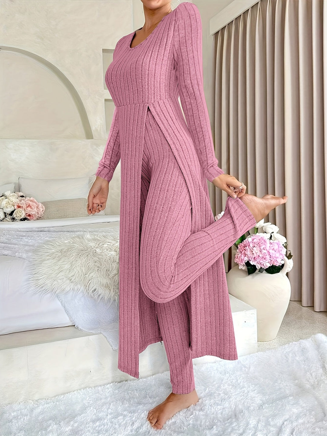 Women’s Ribbed Lounge Set – Cozy Layers & Effortless Style