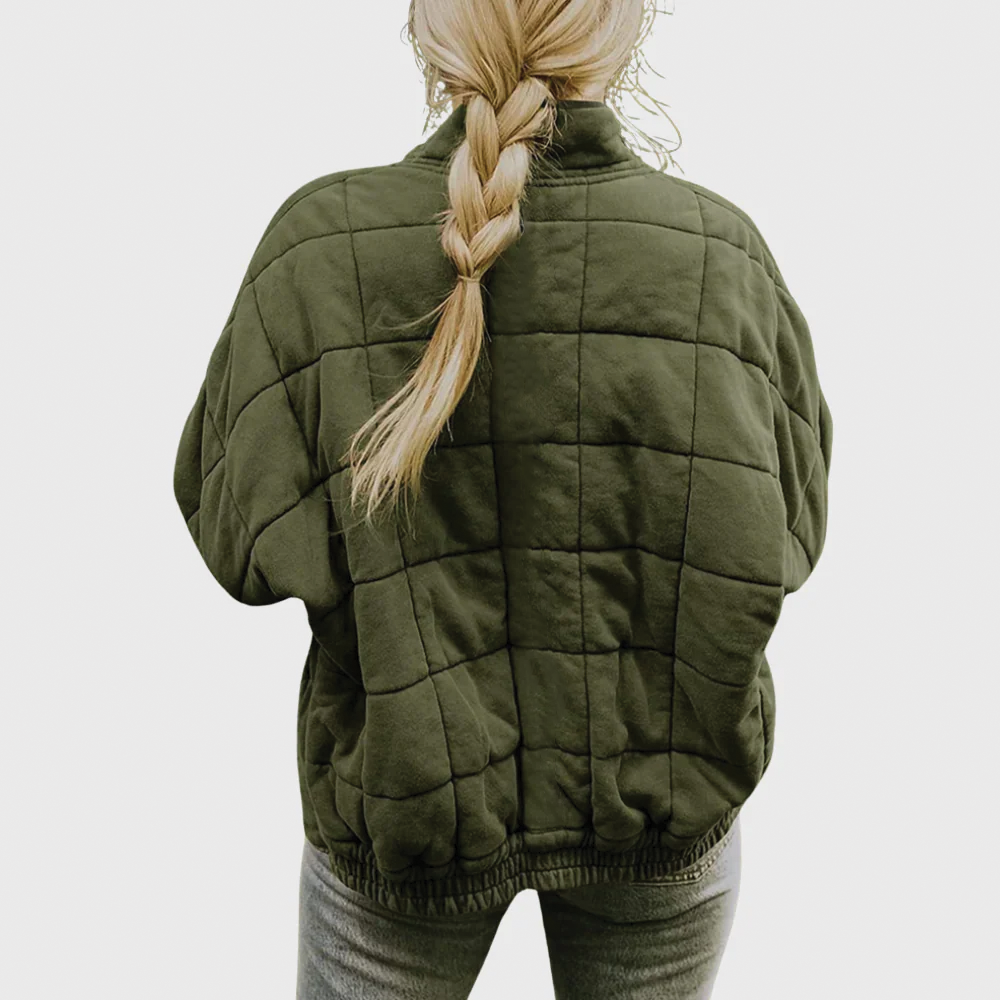 Women Autumn–Winter Casual Quilted Zip Jacket