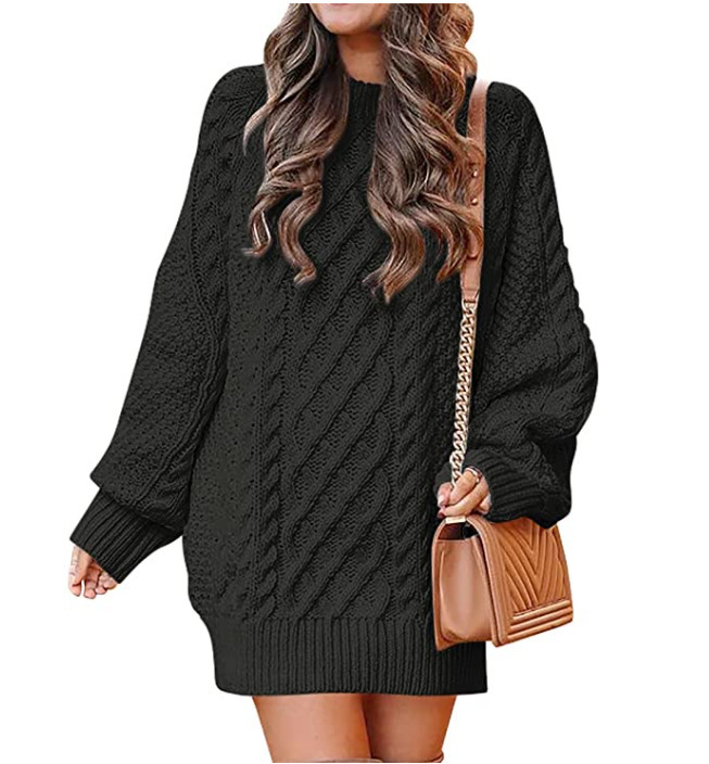 Women’s Oversized Cable Knit Sweater Dress – Cozy Fall Favorite