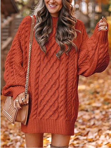 Women’s Oversized Cable Knit Sweater Dress – Cozy Fall Favorite