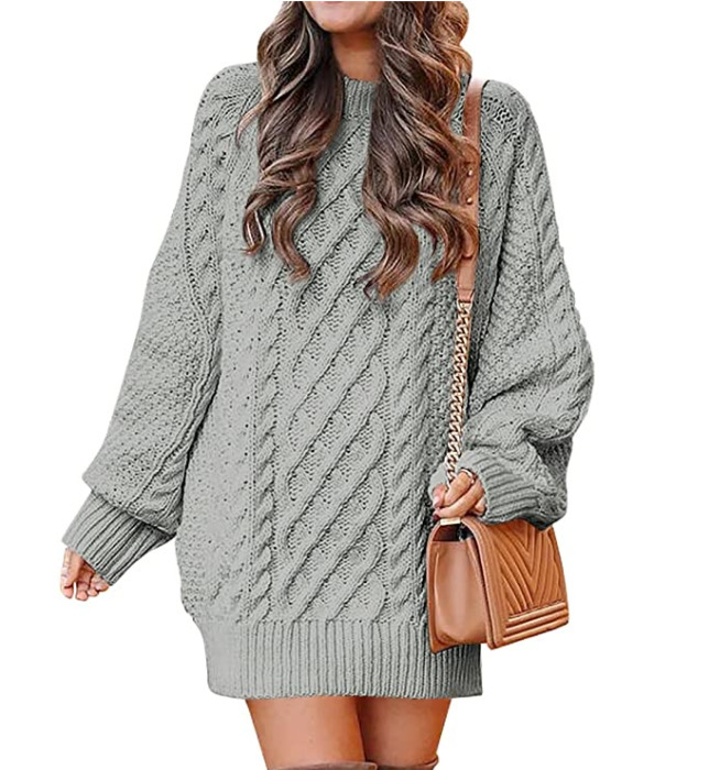 Women’s Oversized Cable Knit Sweater Dress – Cozy Fall Favorite