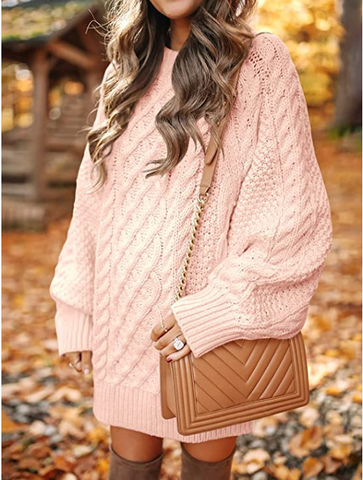 Women’s Oversized Cable Knit Sweater Dress – Cozy Fall Favorite