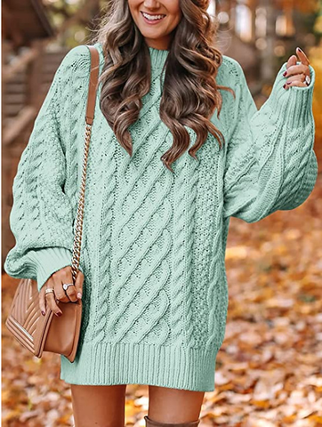 Women’s Oversized Cable Knit Sweater Dress – Cozy Fall Favorite