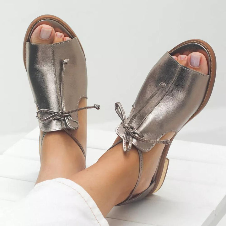 Women Vegan Leather Sandals – Shimmer Glide Comfort