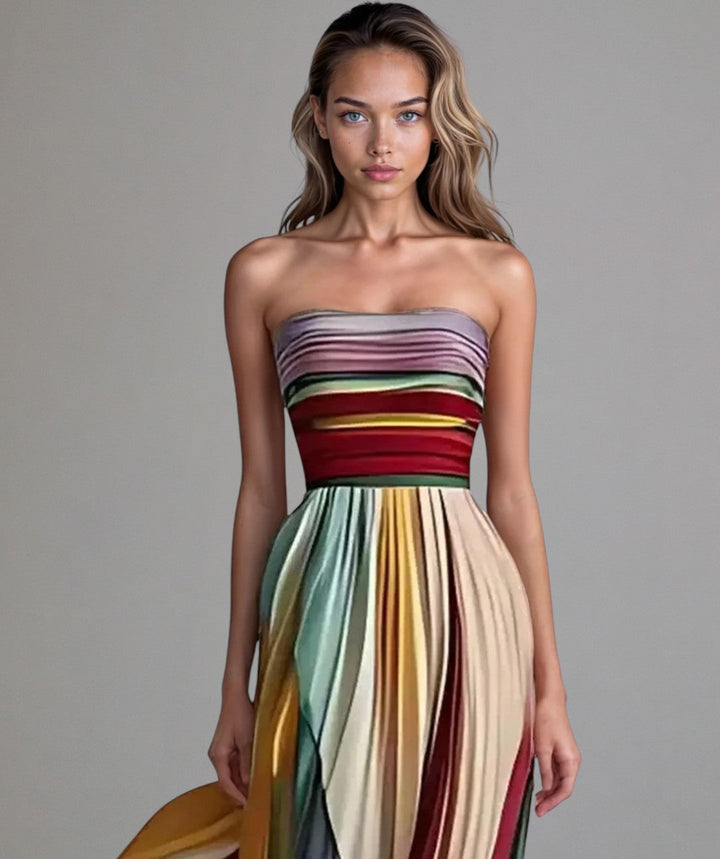 Women’s Strapless A-Line Dress – Airy Summer Ease with Playful Charm